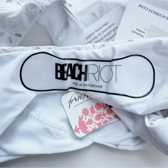 Beach Riot Dallas Top Hazel Bottoms in Magnolia White EyeletLARGE NWT